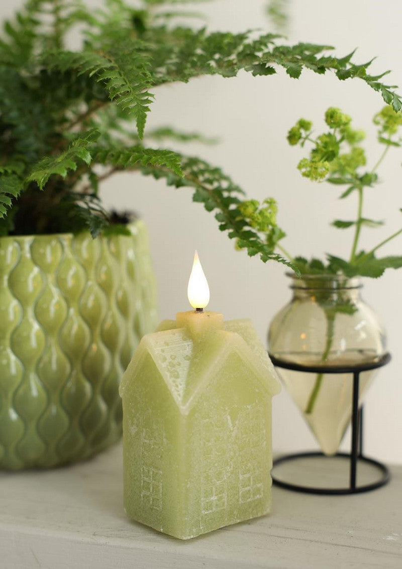 Ideas 4 Seasons LED wax house l.6,3 w.5 h.12 cm dusty green