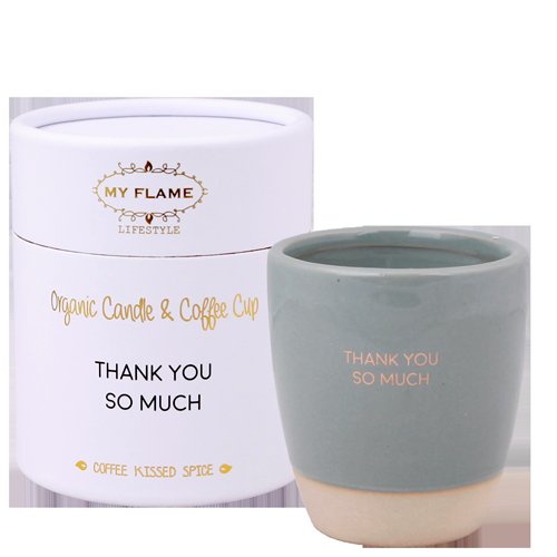 SALE My Flame Lifestyle Soy candle in coffee cup Green Thank you so much — My Flame