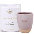 SALE My Flame Lifestyle Soy candle in tea mug Sand You are tea-riffic — My Flame