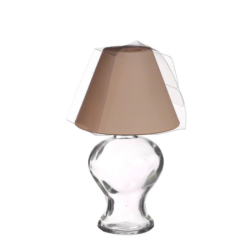 Glass lamp Amber for tealight Ø9 h.16 cm clear-beige