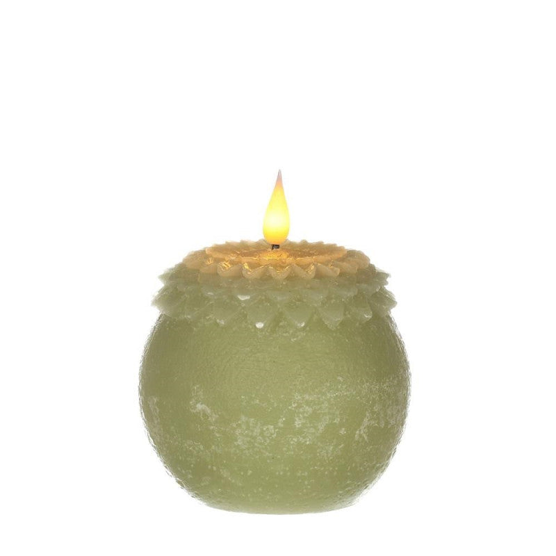 Ideas 4 Seasons LED wax flower pearl Ø9 h.12 cm dusty green