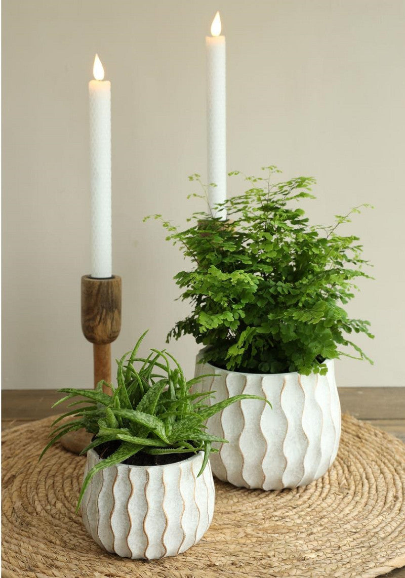 Wave pot cement Ø16,8 h.13 cm creme gold