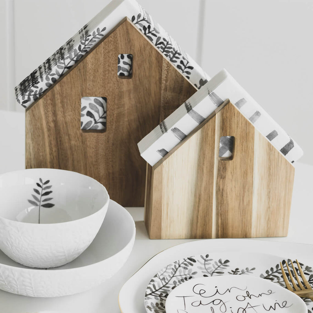 Napkin house large acacia 22x21.5x4cm