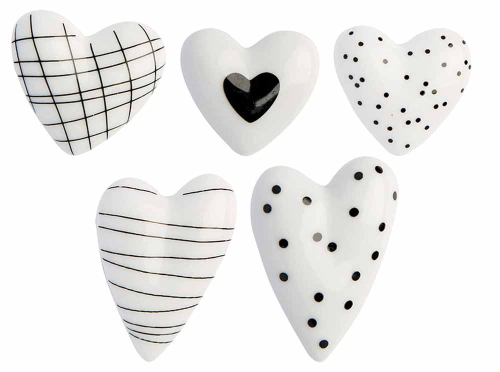 Rader Porcellain hearts black Assortment 45pcs (5pcs each) — Räder