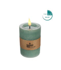 LED Rustic Pillar Candle Ø7 h. 10 cm Eucalyptus green w. timer