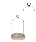 Bell jar heart wood base Ø12 h.18,5 cm