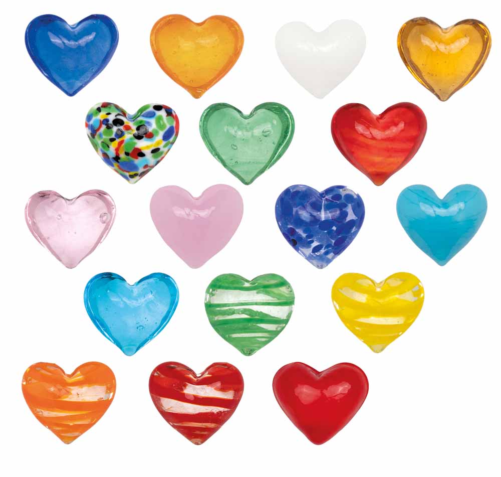 Rader Glass hearts Display 150pcs assorted 2.5x2.5cm — Räder