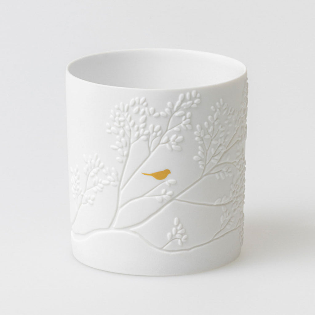 Porcelain light golden bird D.6.5cm H.7cm