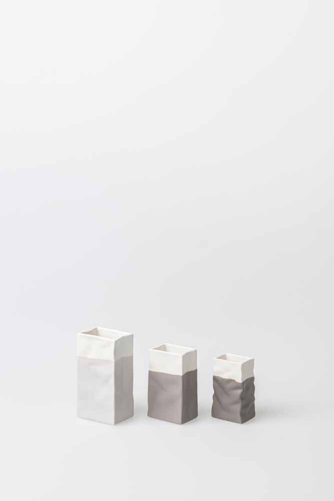 Rader Vase mini porcelain bag grey set of 3 — Räder