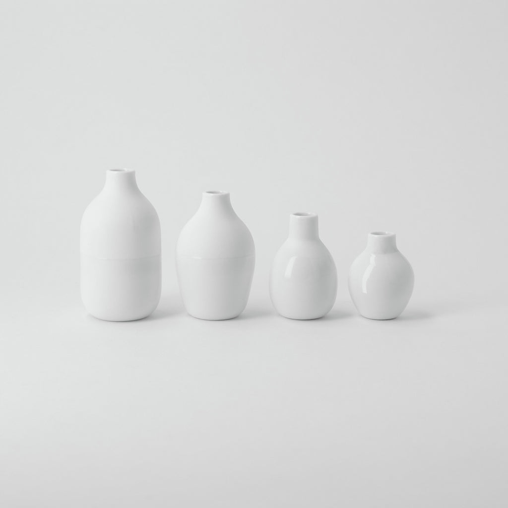 Mini bottle vases white Set 5-8,5x3,5-4,5cm