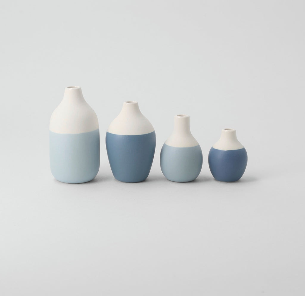 Mini bottle vases blue Set 5-8,5x3,5-4,5cm — Räder