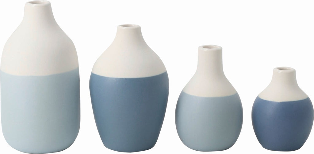 Mini bottle vases blue Set 5-8,5x3,5-4,5cm