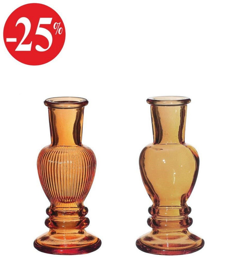 Venice vase candle h.11,3 Ø5 amber 2 ass.