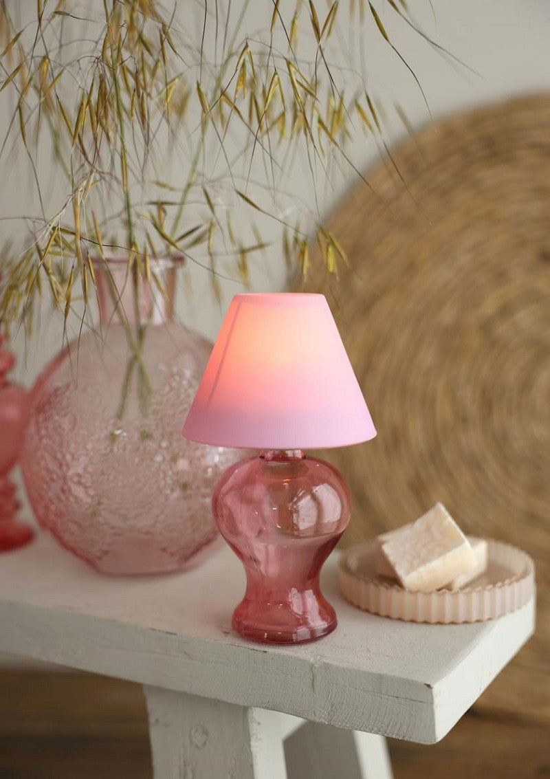 Glass lamp Amber for tealight Ø9 h.16 cm soft pink