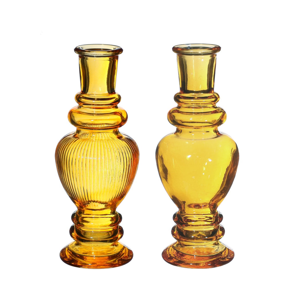 Ideas 4 Seasons Venice vase candle h.15,5 Ø5,7 ocre 2 ass. — Ideas4Seasons