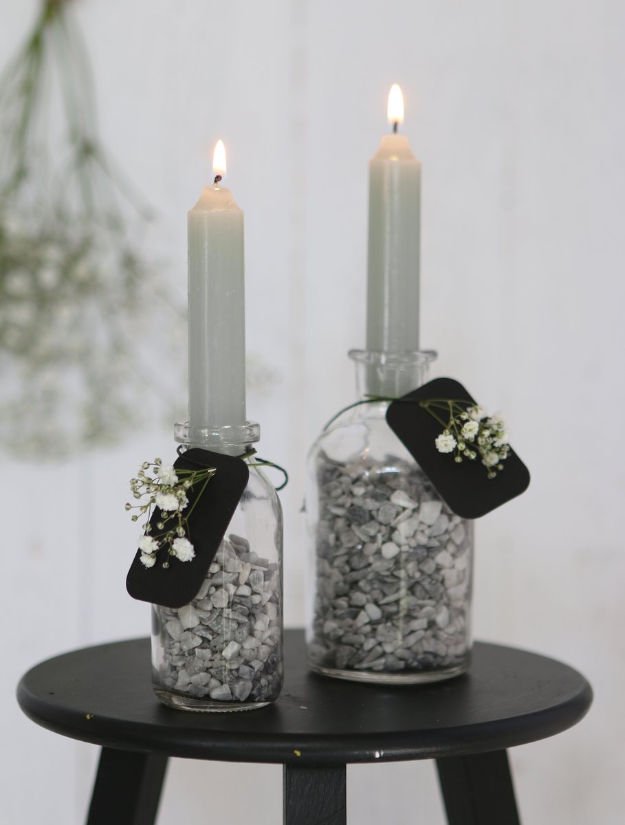 Ideas 4 Seasons Taper candle h.11 cm gray set 7 — Ideas4Seasons