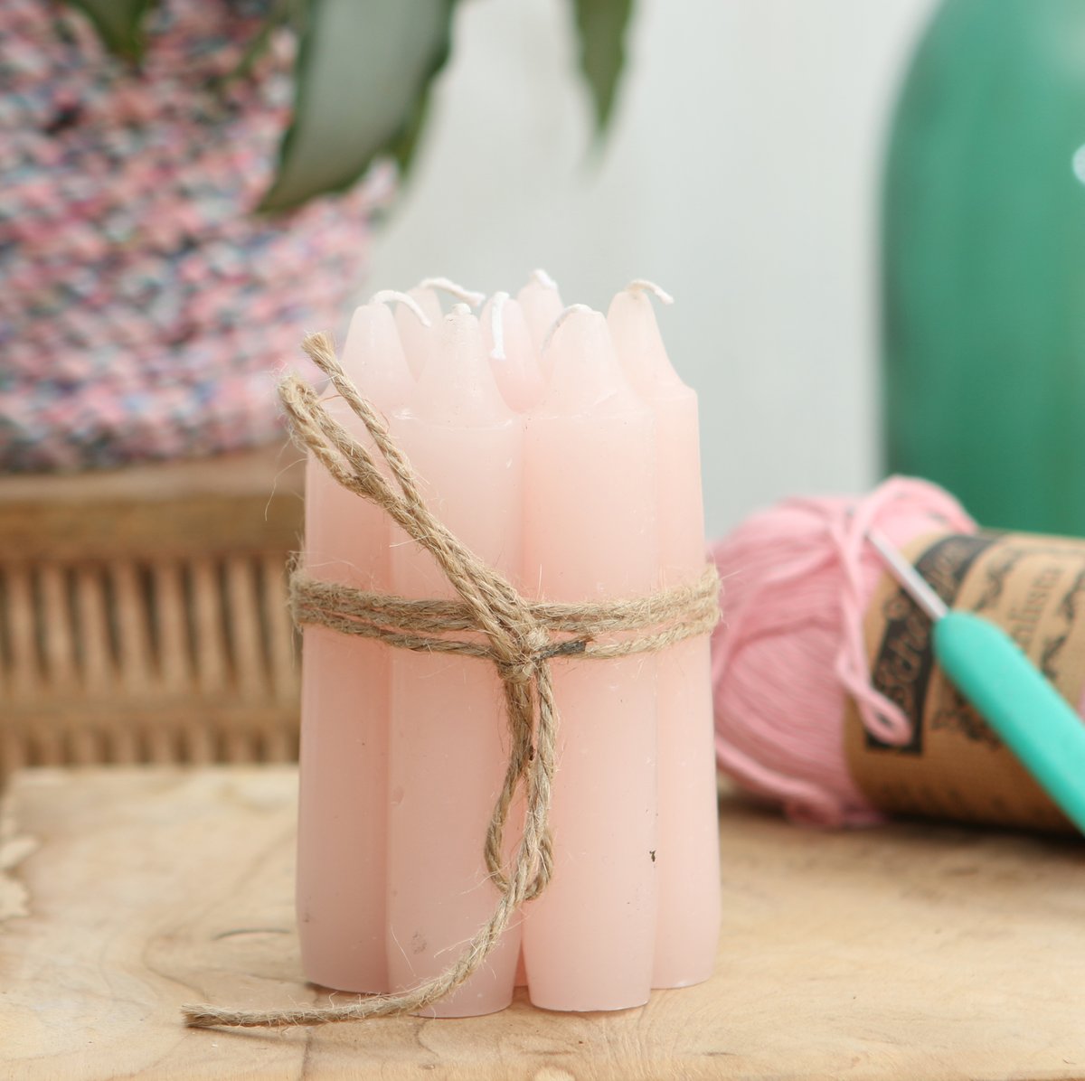 Ideas 4 Seasons Taper candle h.11 cm white pink set 7 — Ideas4Seasons