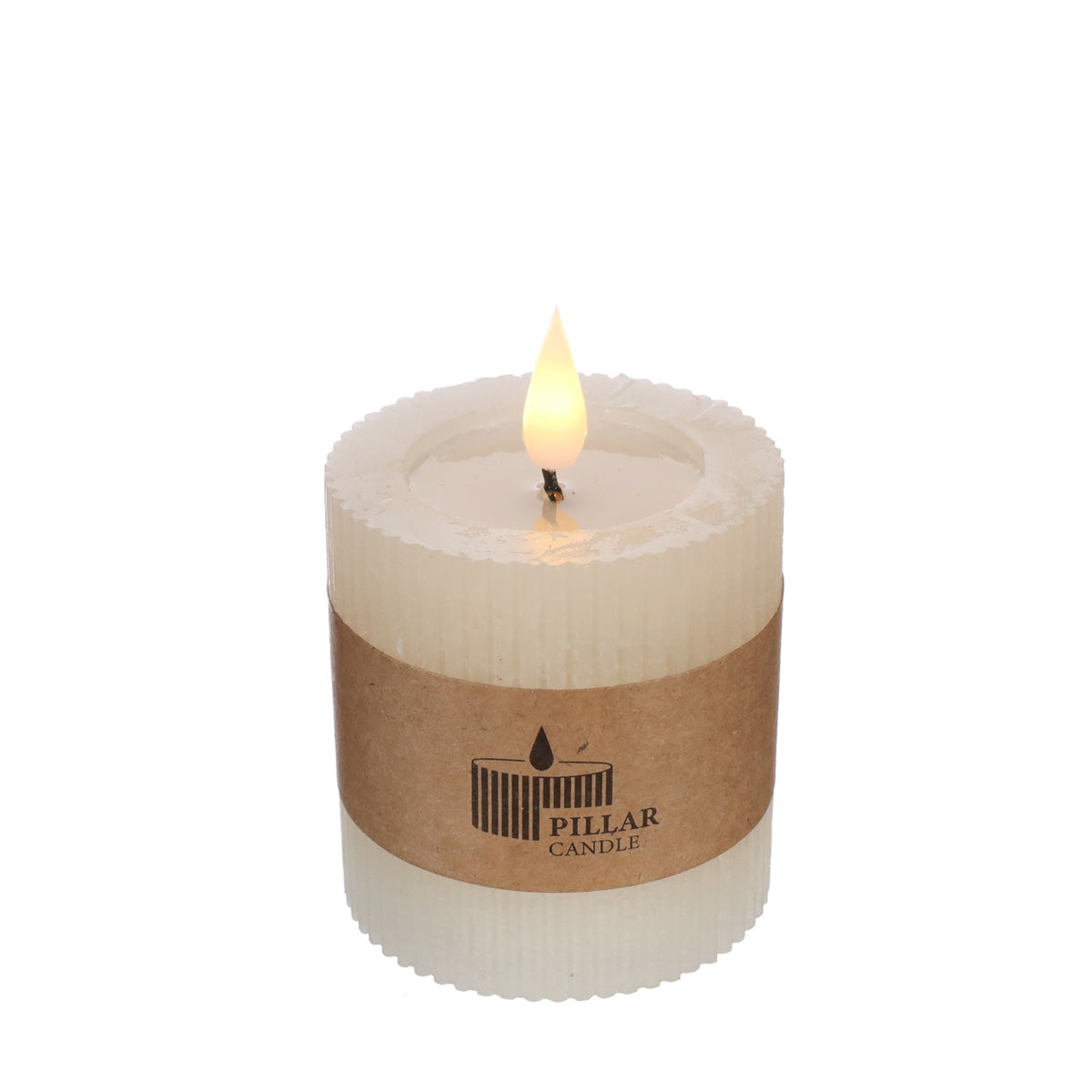 Ideas 4 Seasons LED Rustic Pillar Candle Ø7 h. 7,5cm Creme w. timer — Ideas4Seasons
