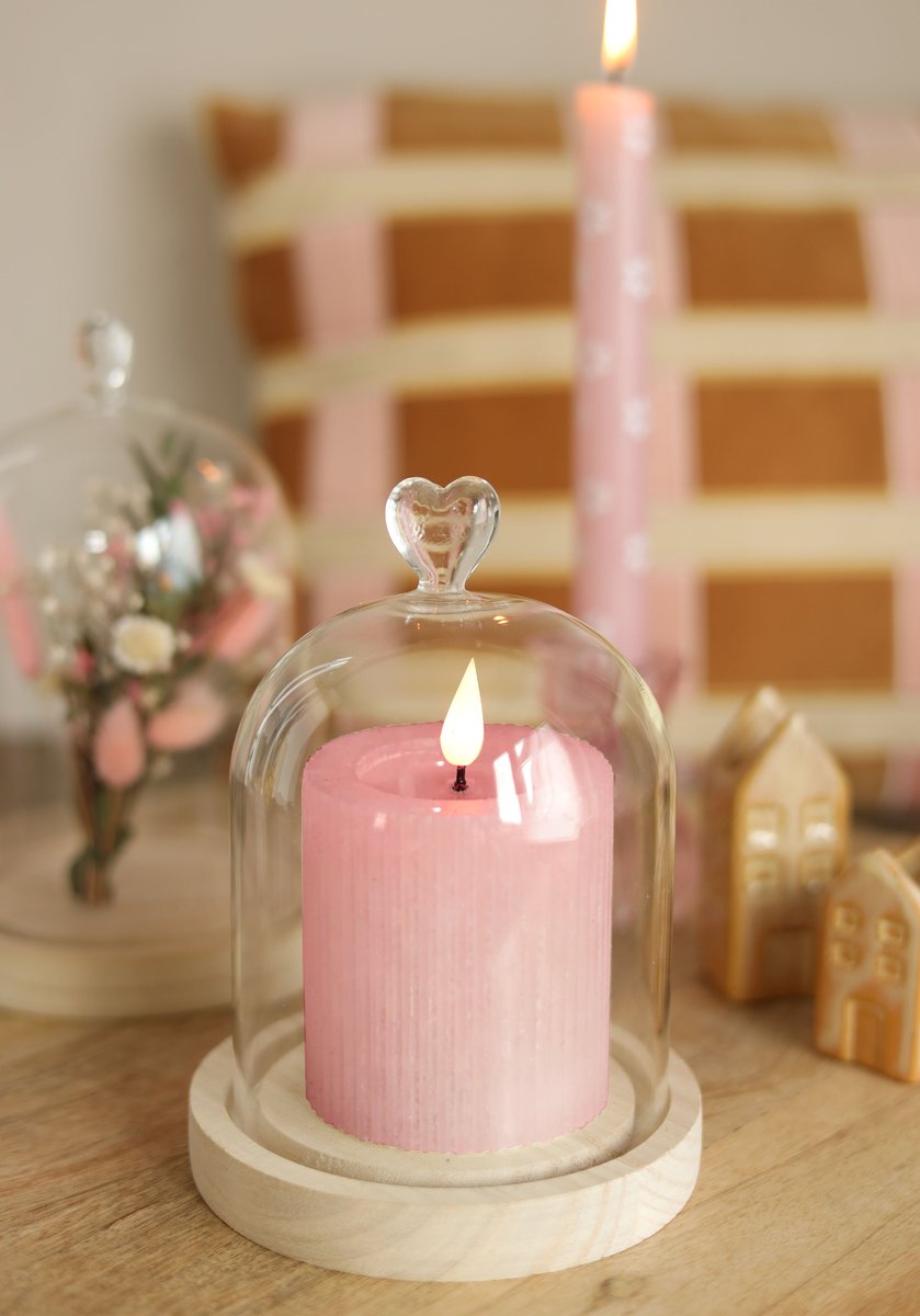 Ideas 4 Seasons LED Rustic pillar candle Ø7 h.7,5 Pink w.timer — Ideas4Seasons