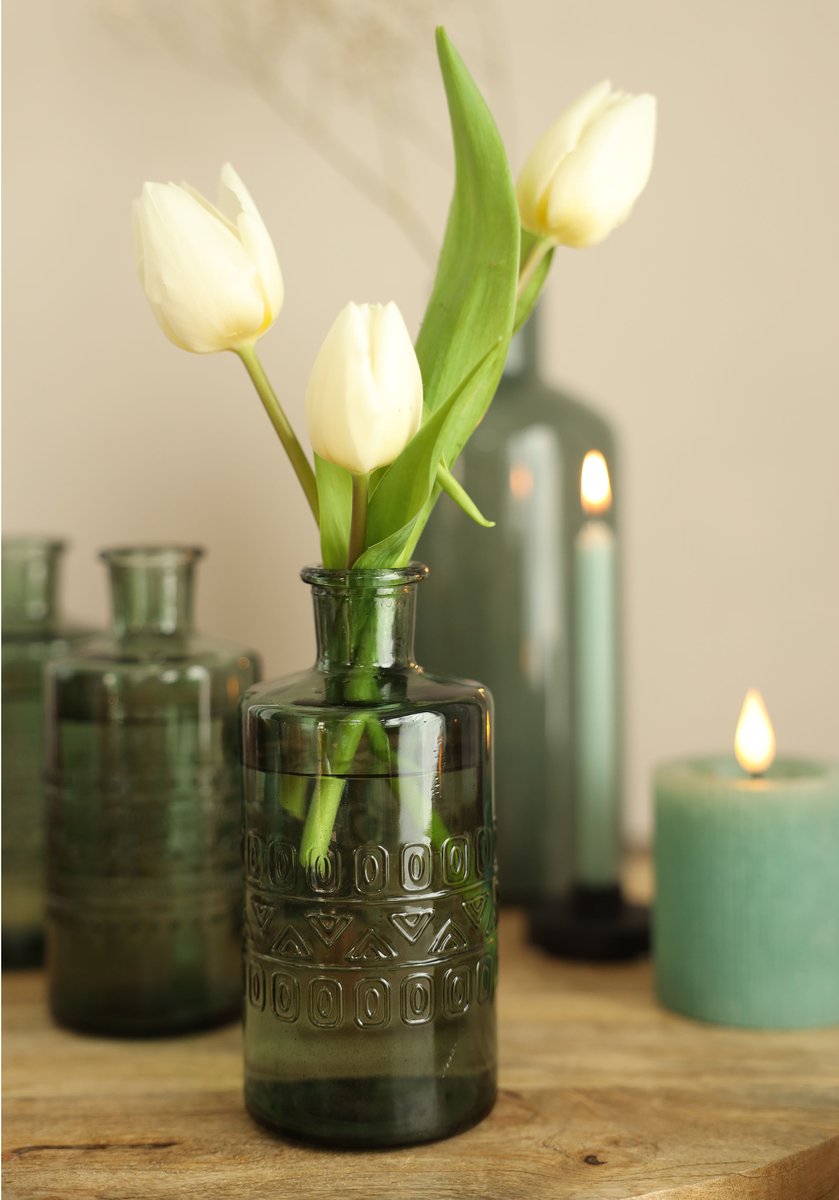 Ideas 4 Seasons LED Rustic Pillar Candle Ø7 h. 7,5cm Eucalyptus green w. timer — Ideas4Seasons