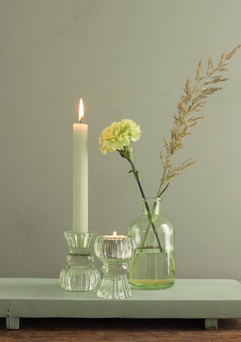 Duo candle holder Nora Ø6 x h.8 cm light green