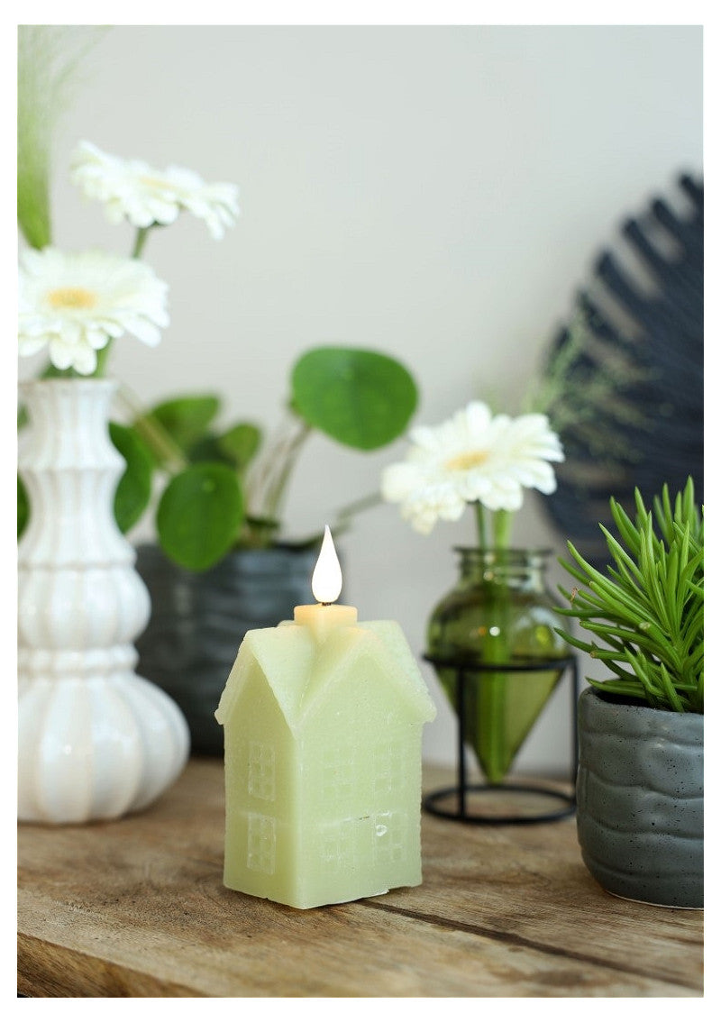 Ideas 4 Seasons LED wax house l.6,3 w.5 h.12 cm dusty green