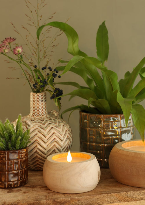 Ideas 4 Seasons Bricks pot Ø7,5 h.6,5 cm olive — Ideas4Seasons