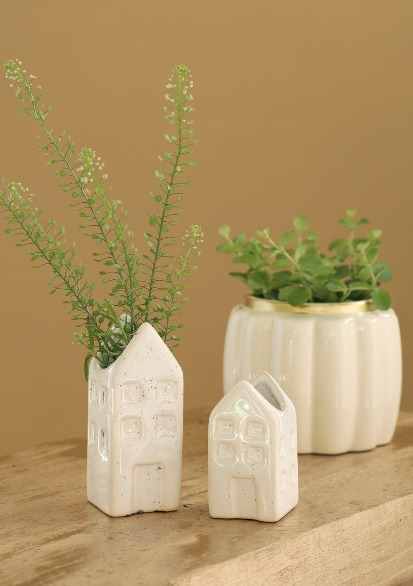 Ideas 4 Seasons Flowervase house Amsterdam creme l.3 w.3 h.6 cm — Ideas4Seasons
