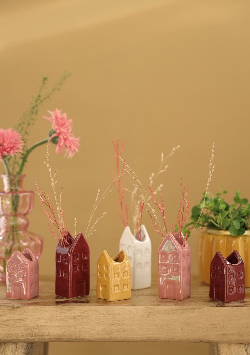 Ideas 4 Seasons Flowervase houses Valarta small l.4 w.4 h.6,5cm 4ass. color — Ideas4Seasons