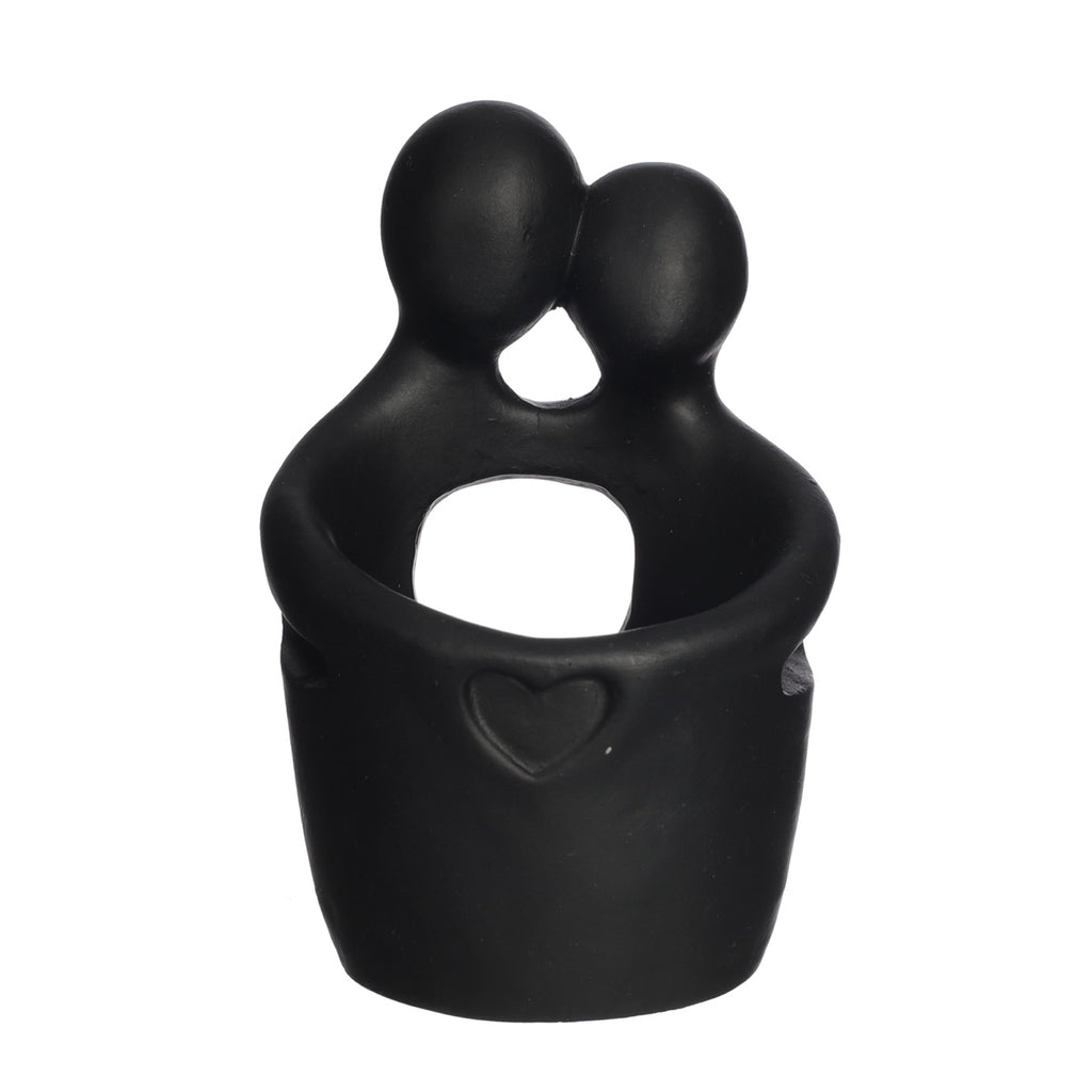 Ideas 4 Seasons Embrace pot for tealight l.8,7 w.8,7 h.13 cm black — Ideas4Seasons