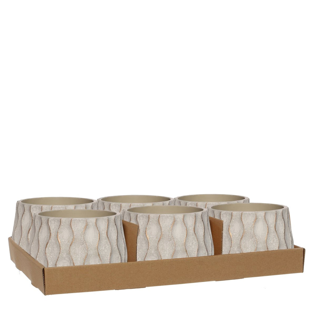 Ideas 4 Seasons Wave pot cement Ø14,5 h.11 cm creme gold — Ideas4Seasons