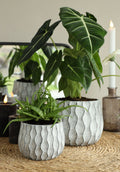 Ideas 4 Seasons Wave pot cement Ø16,8 h.13 cm grey black — Ideas4Seasons