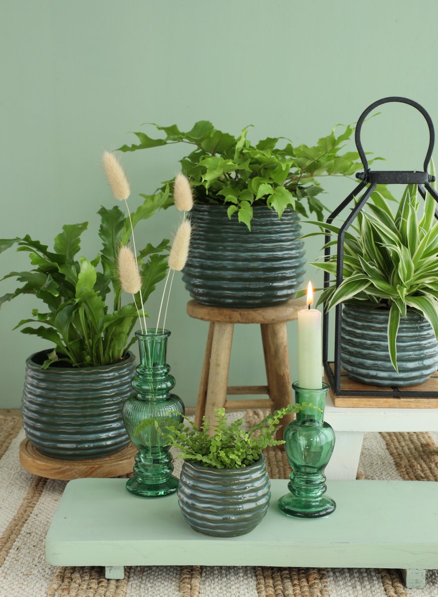 Ideas 4 Seasons Rise pot Ø13.5 h.10 cm dark green — Ideas4Seasons