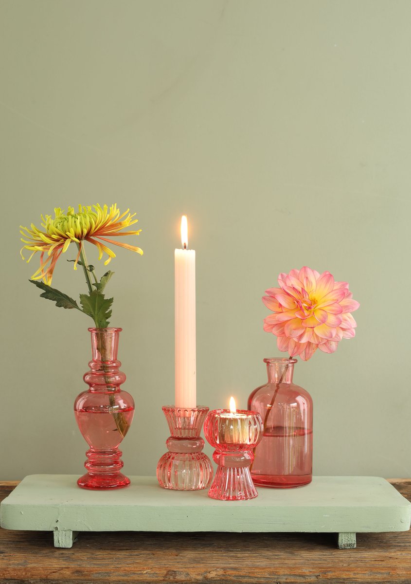 Ideas 4 Seasons Duo candle holder Nora Ø6 x h.8 cm red — Ideas4Seasons