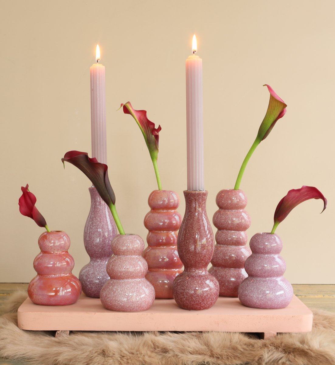 Ideas 4 Seasons vase Pebble h.9.5 Ø7 cm pink 4ass colours — Ideas4Seasons