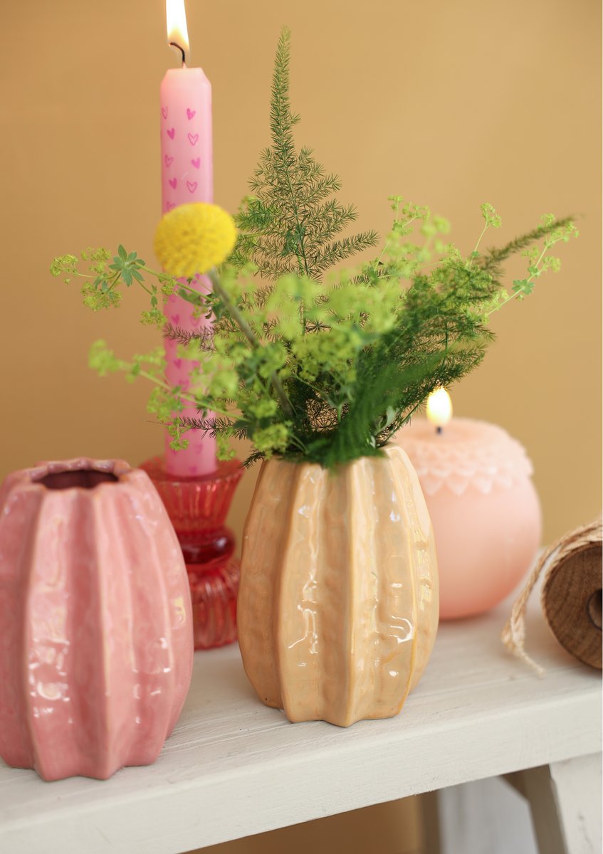 Ideas 4 Seasons Carambola Vase Ø8,5 x h.11 cm 2 ass pink/clay — Ideas4Seasons