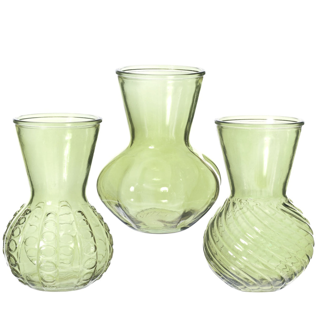 Ideas 4 Seasons Vase Kristal 3 ass. Ø13 h.18 cm light green — Ideas4Seasons