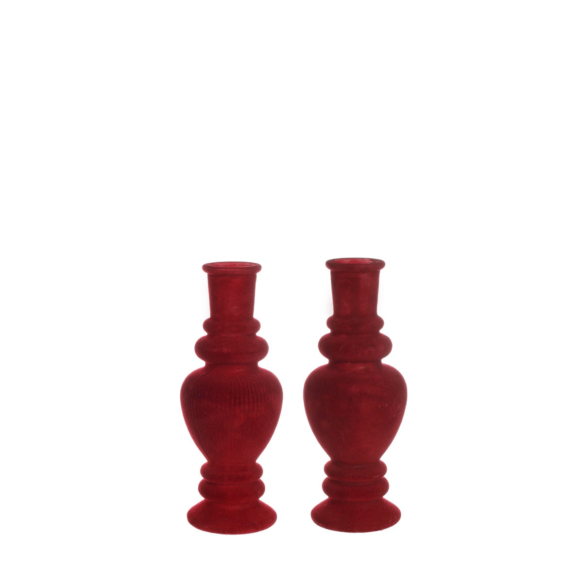 Ideas 4 Seasons Venice Candle Vase velvet flock h.16 Ø6 cm cherry — Ideas4Seasons
