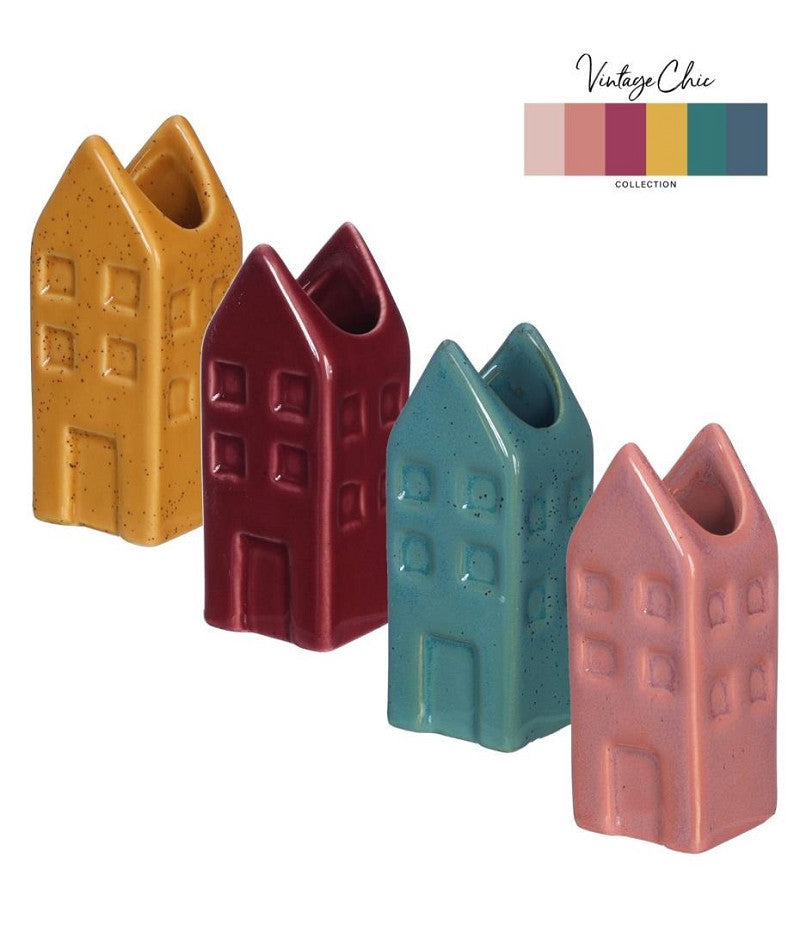 Flowervase house Amsterdam vintage chic 4 ass colour l.3 w.3 h.8 cm