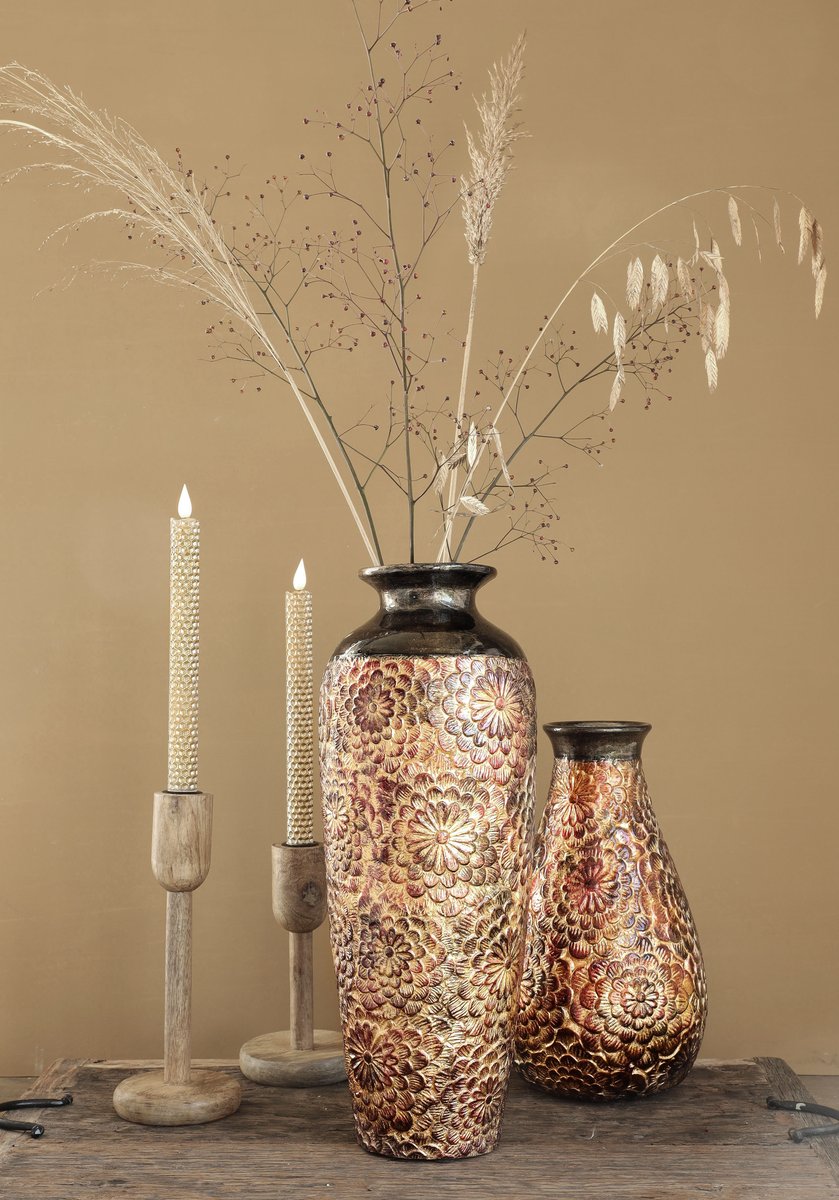 Ideas 4 Seasons Dazzle vase Bloom Ø15 x h.41 brown — Ideas4Seasons