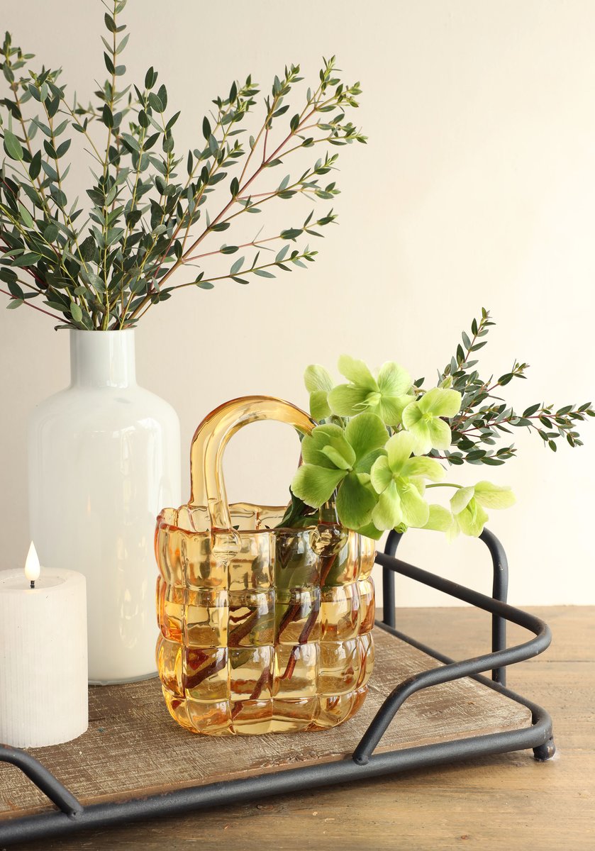 Ideas 4 Seasons Handbag vase Marais L.14 x W.9,5 x H.22 cm ocre — Ideas4Seasons