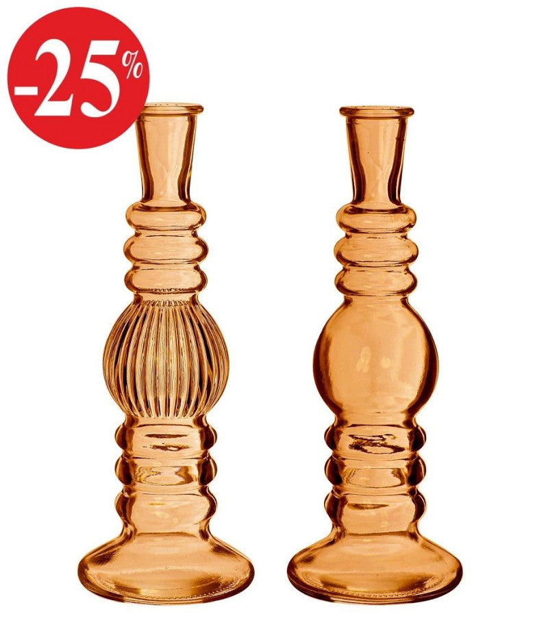 Florence vase candle h.23 Ø8,5 amber 2 ass.