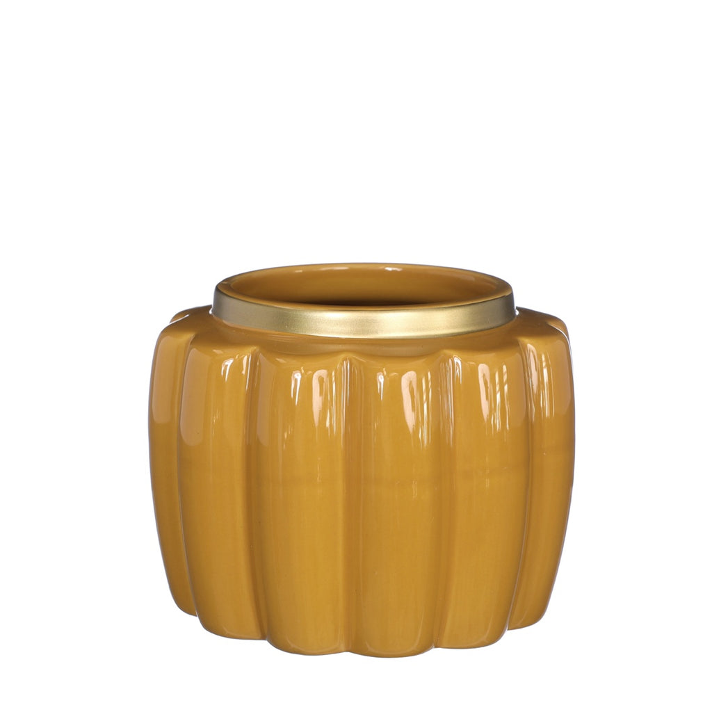 Ideas 4 Seasons Pouff pot Ø12,6 h.9,7 cm mustard — Ideas4Seasons