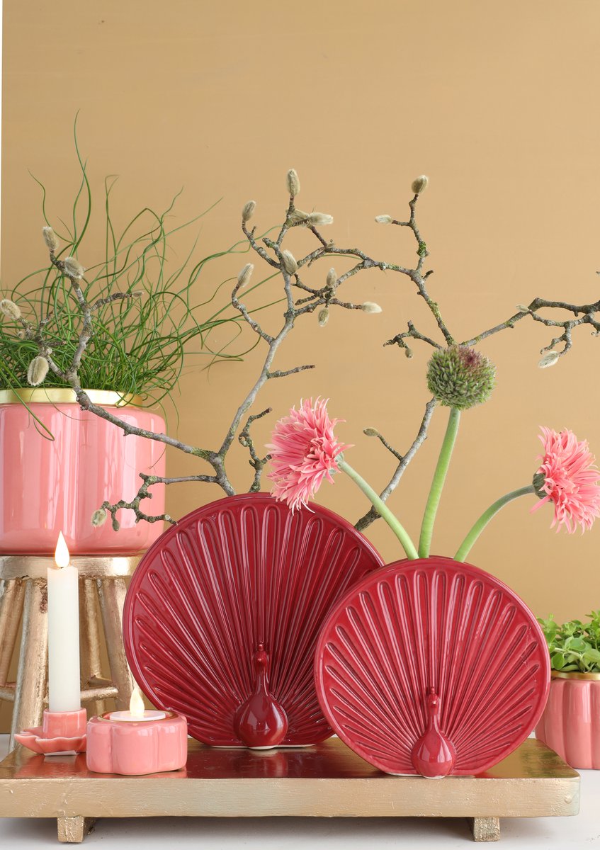 Ideas 4 Seasons Vase Peacock Ø7 l.19,7 h.18 cm cherry — Ideas4Seasons