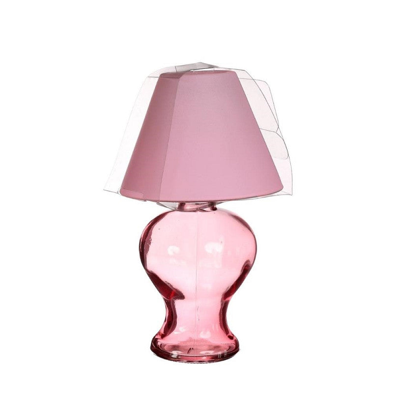 Glass lamp Amber for tealight Ø9 h.16 cm soft pink