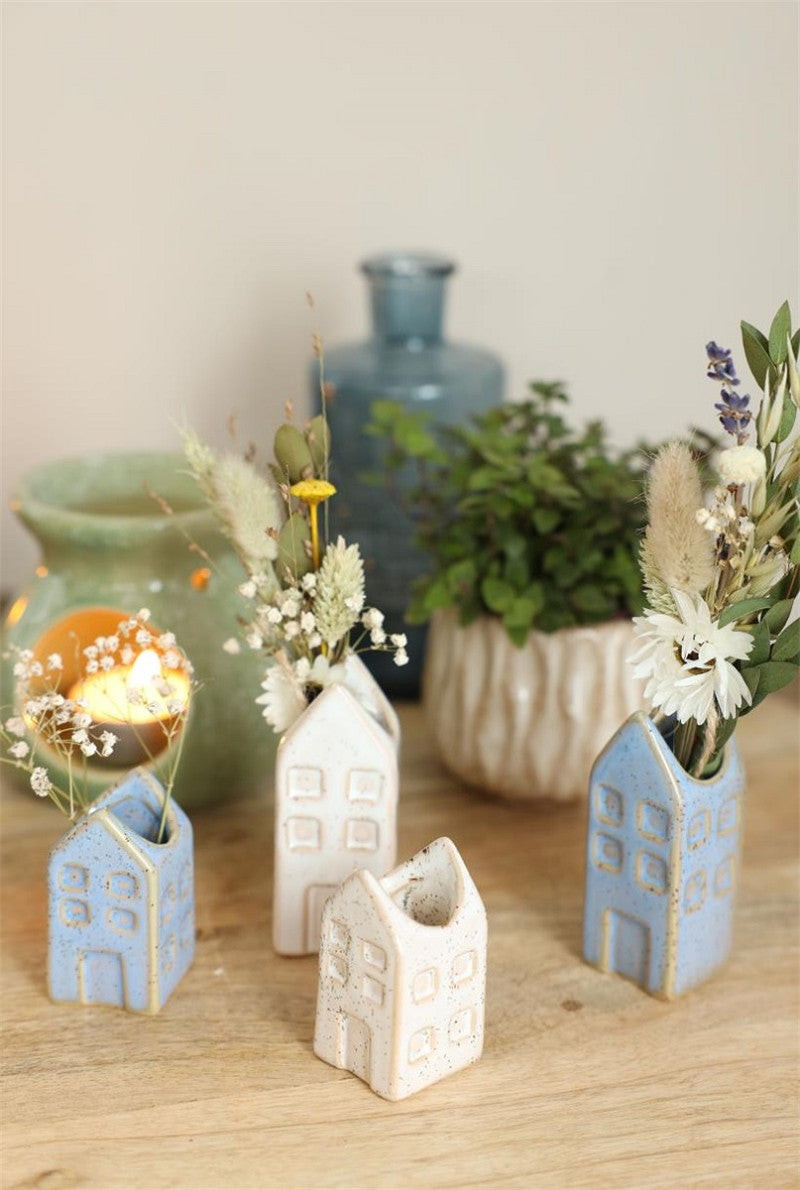 Flowervase houses Amsterdam medium l.3 w.3 h.8cm 4 ass. color