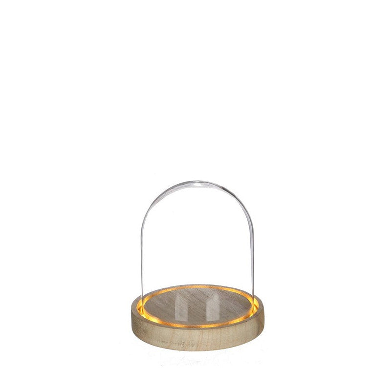 LED dome with wooden base Ø12 h.13.5 cm