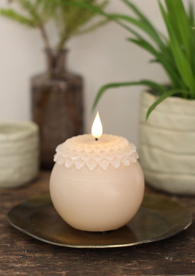Ideas 4 Seasons LED wax flower pearl Ø9 h.12 cm beige