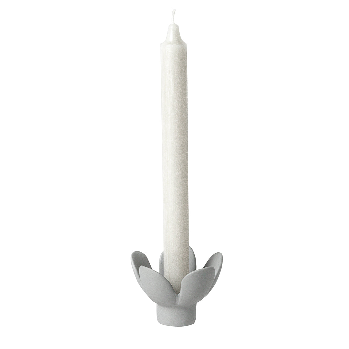 Candle Holder Flower Grau