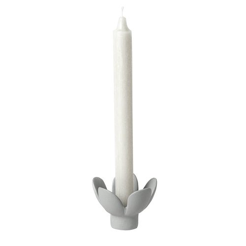 Candle Holder Flower Grau